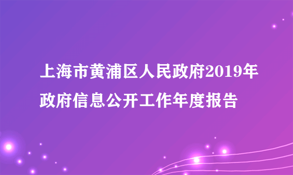 上海市黄浦区人民政府2019年政府信息公开工作年度报告