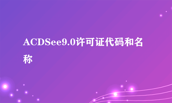 ACDSee9.0许可证代码和名称