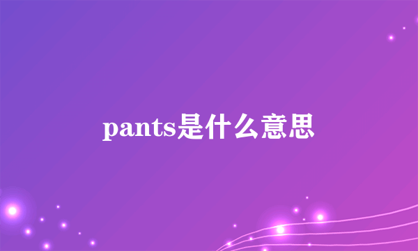pants是什么意思